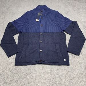 Nat Nast Wool Sweater Men Medium Blue Oversize Cozy Cardigan Grandpa Button‎ Up